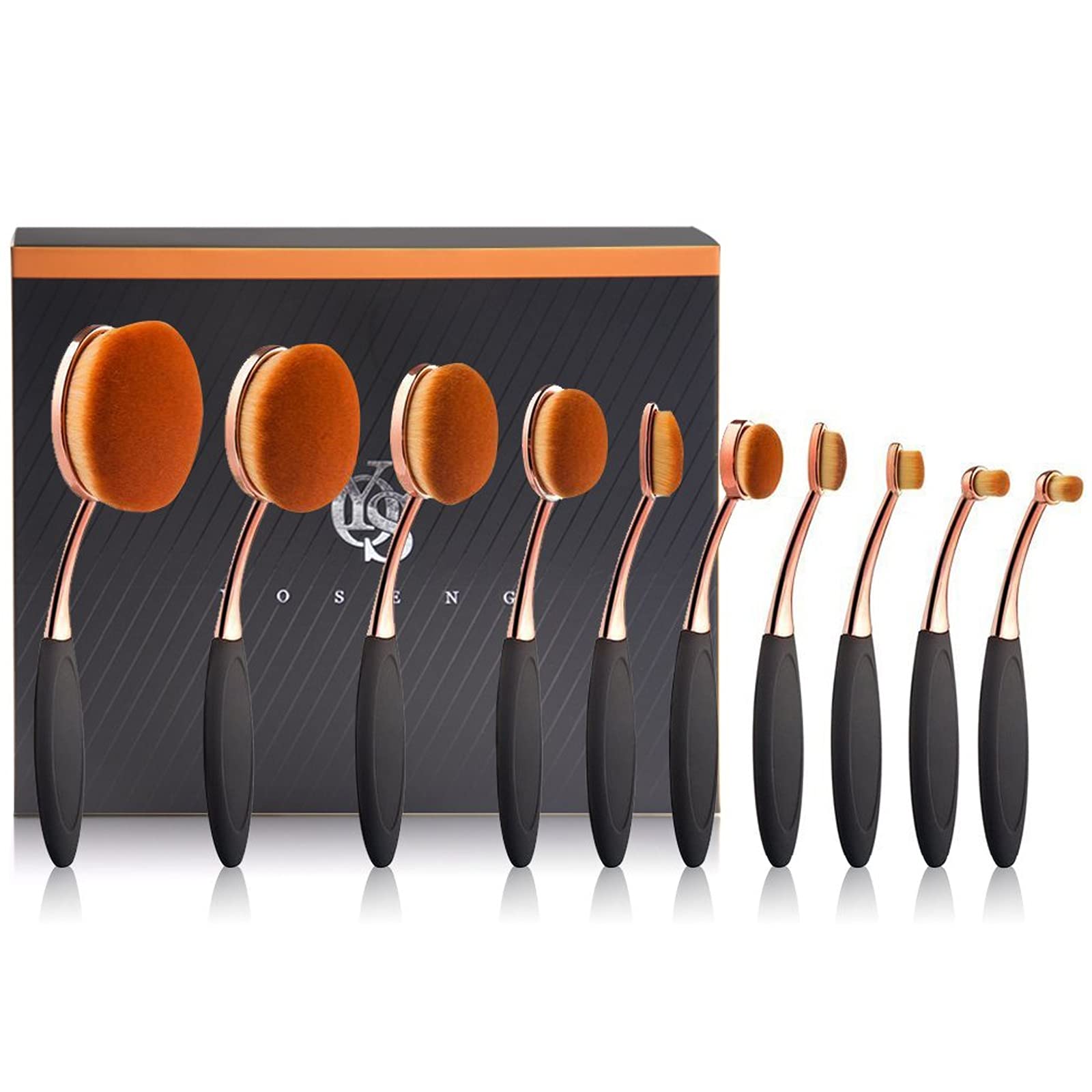 Foundation Oval Makeup Concealer Powder Brush Set, Rose Golden