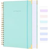 Amanple Spiral Notebook, College Ruled Notebook Journal, 8.5” x 11”, 300 Pages Leather Writing Journal for Women Men, A4 Hardcover Notebook for Work School, 24pcs Index Tabs, Teal