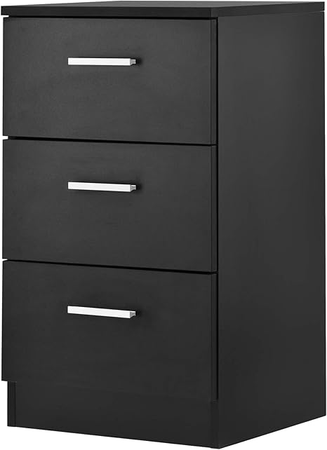 MIERES Aktenschrank aus schwarzem Holz mit 3 Schubladen und