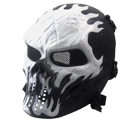 Covermason Halloween-Maske Airsoft Paintball Voll Gesicht Schädel-Skeleton CS Maske Tactical Military Mask (Weiß)