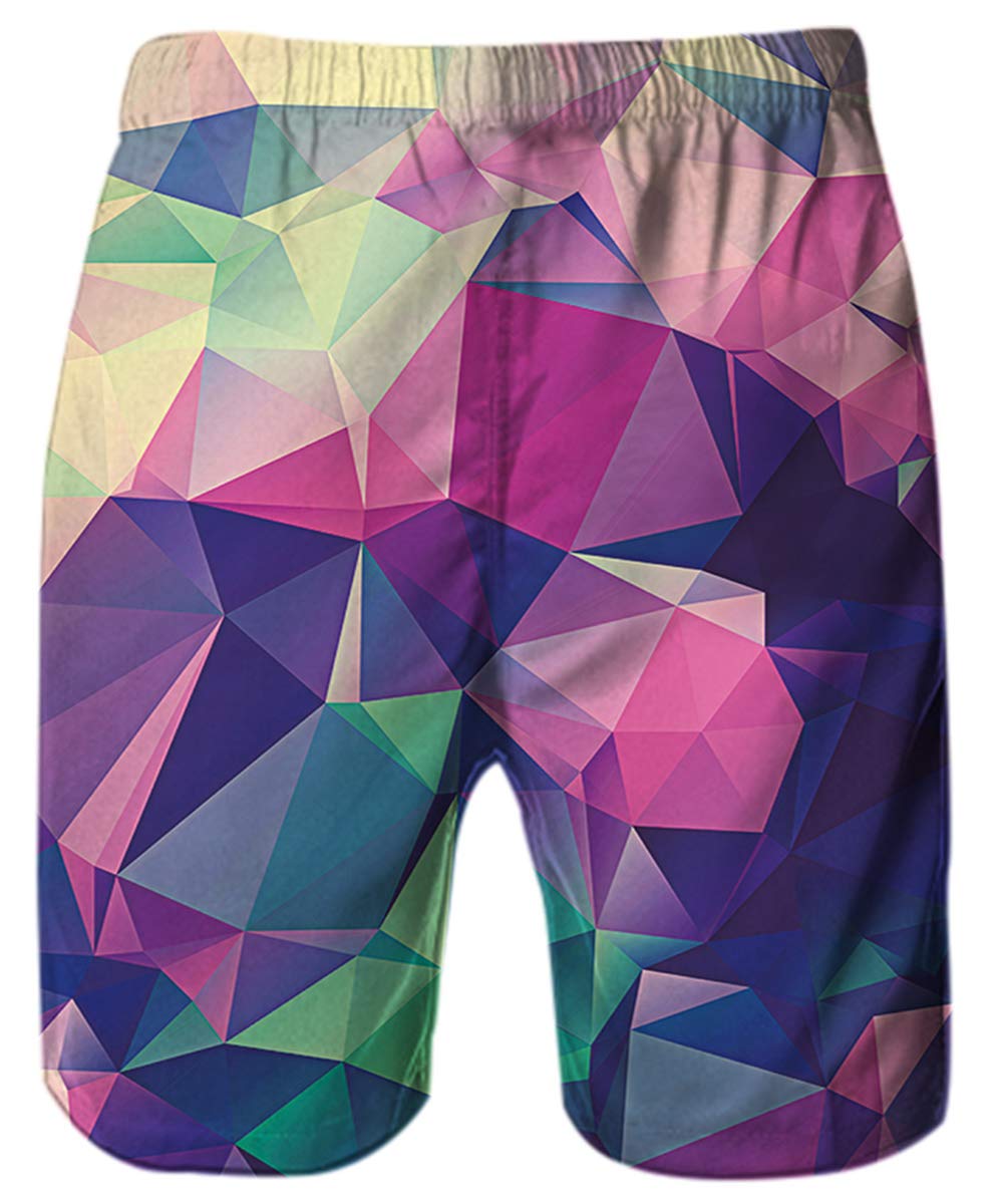 RAISEVERN Mens 3D Print Graphic Medium Length Summer Casual Athletic Beach Swimming Vacation Surfing Shorts Purple