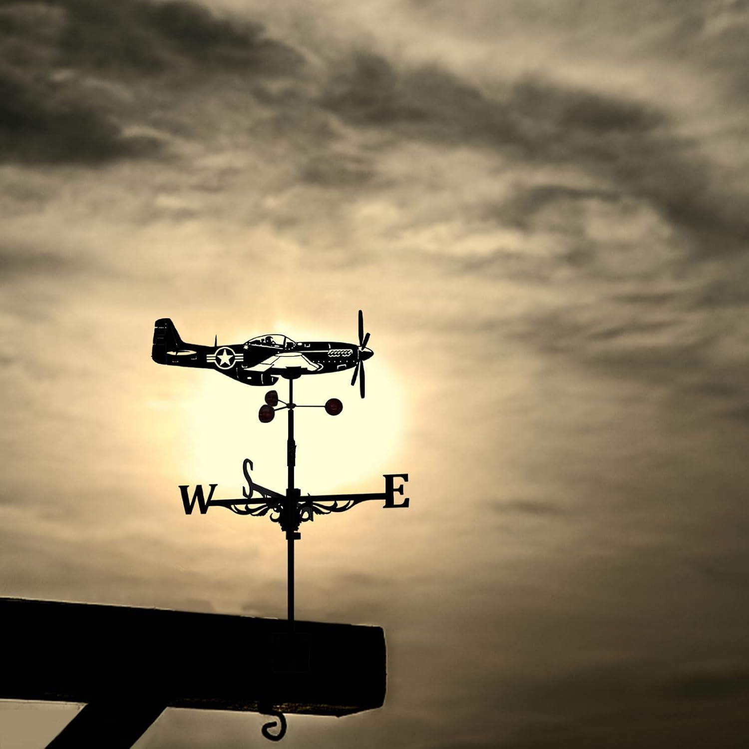 Weathervanes - Anti-Rust Metal Weathervane, Retro Farm Scene Garden Yard Art Decorative Wind Indication 25.6 inch (Airplane)