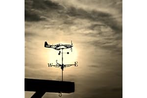 YOFOKO Anti-Rust Metal Weathervane, Retro Farm Scene Garden Yard Art Decorative Wind Indication 25.6 inch (Airplane)