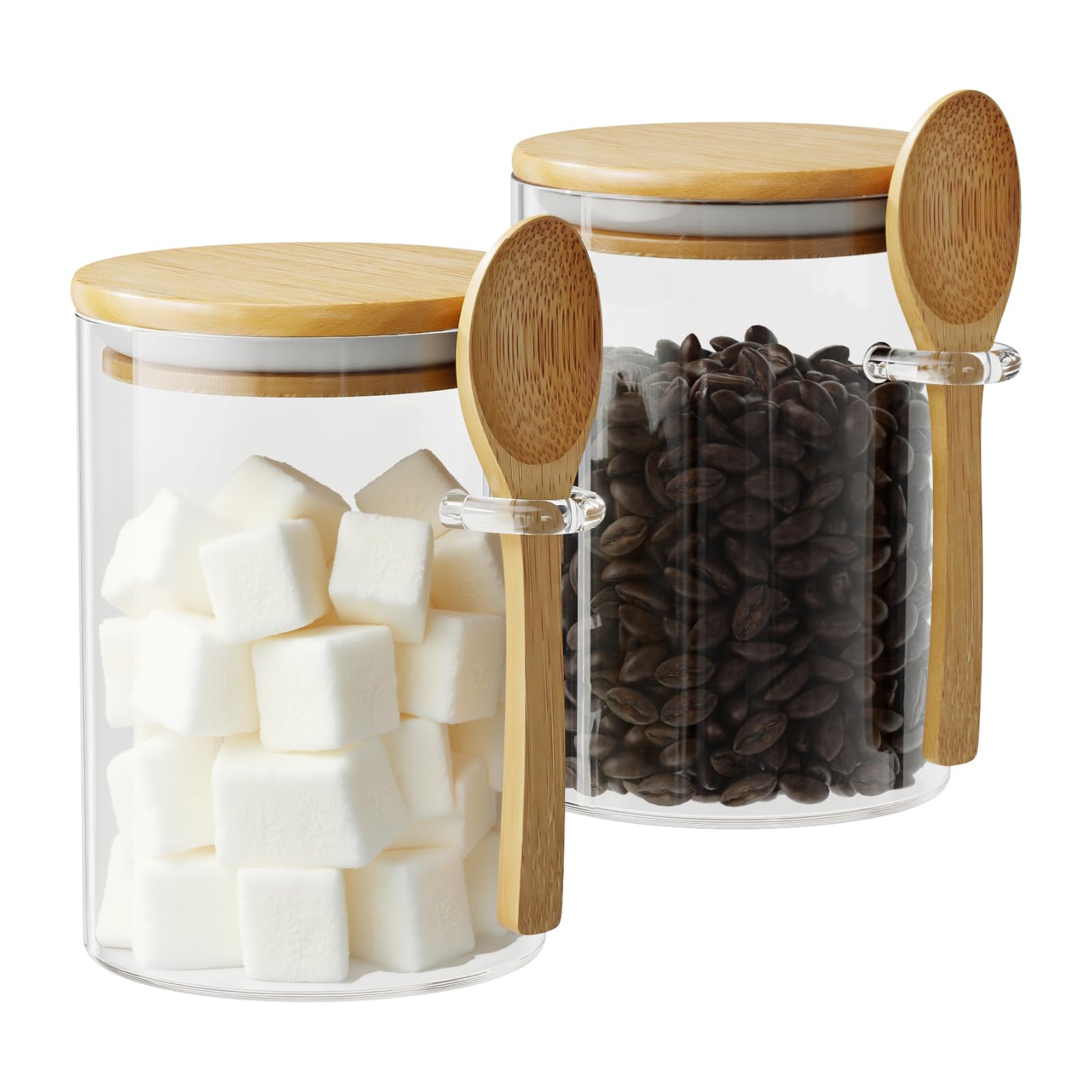 Photo 1 of **********MISSING PARTS*******
Glass Sugar Container with Spoon - 2 Pack 15oz Glass Jars with Bamboo Lid and Spoon, Bamboo Lid Storage Jar Canister for Coffee Beans, Spice, Brown Sugar, Tea, Flour, Nuts, Candy, Salts and More