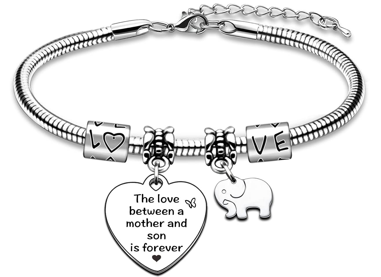 AMZQ Mum Gifts Mum Bracelet from Son，Birthday Gifts Keyring for Mom Mummy Mother