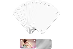 HYHOSHI 6"x3"10 Pcs Sublimation License Plate Blanks, Metal Aluminum Mini Heat Thermal Transfer Sheet DIY Picture, Custom License Plate Tag for Kids Toy Car, Bike (White)