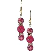 Red Fancy Party Crystal Goldtone Earrings - Mother's Day Valentine's Day Birthday Gift Earrings - Handmade Dangles