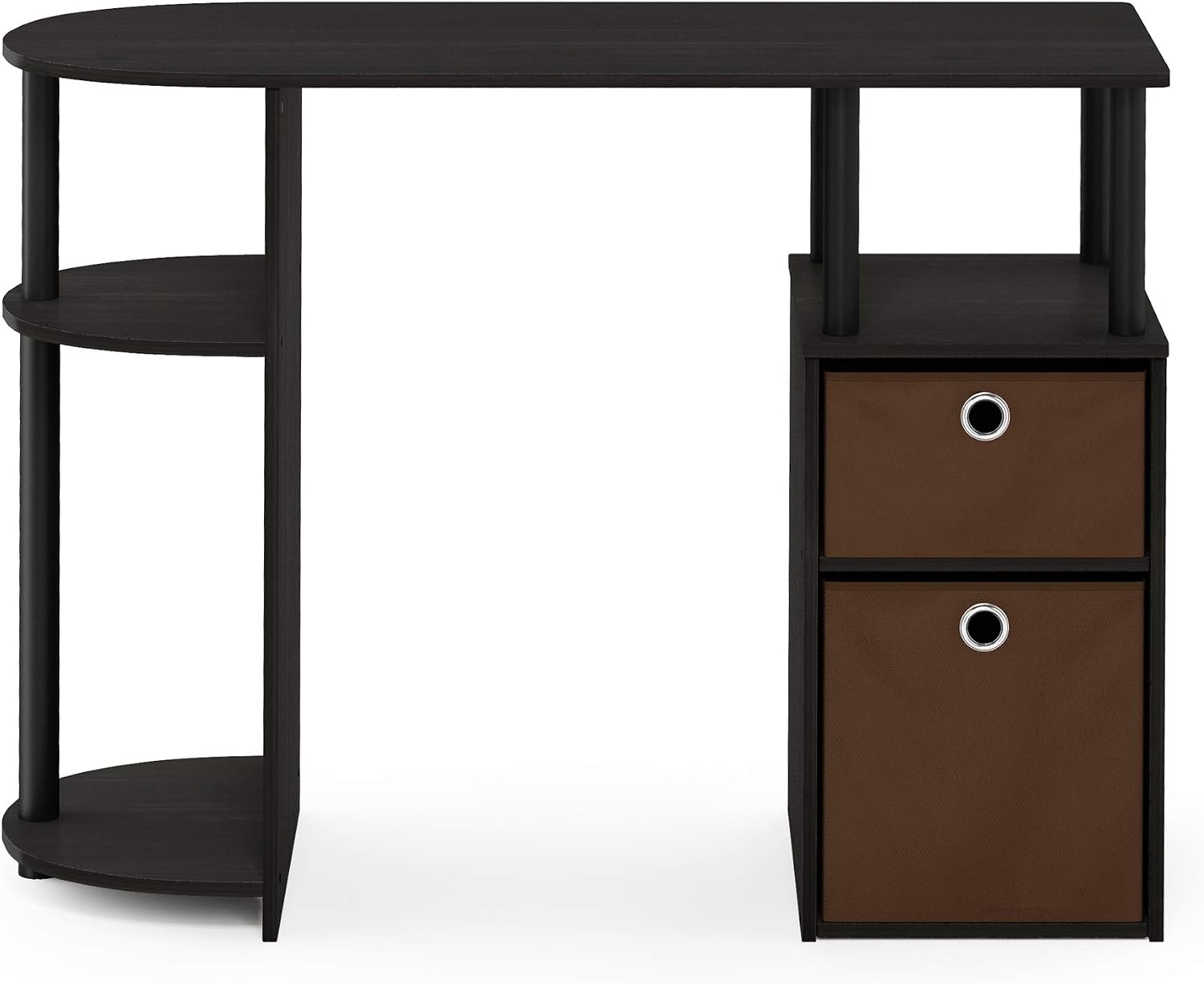 Furinno JAYA Simplistic Computer Study Desk with Bin Drawers, Espresso - Image 4
