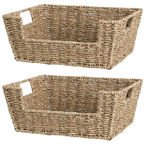 StorageWorks Seagrass Wicker Baskets for Storage, Pantry Baskets