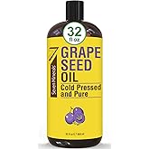 Seven Minerals Pure Cold Pressed Grapeseed Oil - Big 32 fl oz Bottle - Non-GMO, Hexane Free, Natural & Lightweight Grape Seed Oil for All Skin Types & Hair, Perfect for Massage Therapy & Aromatherapy