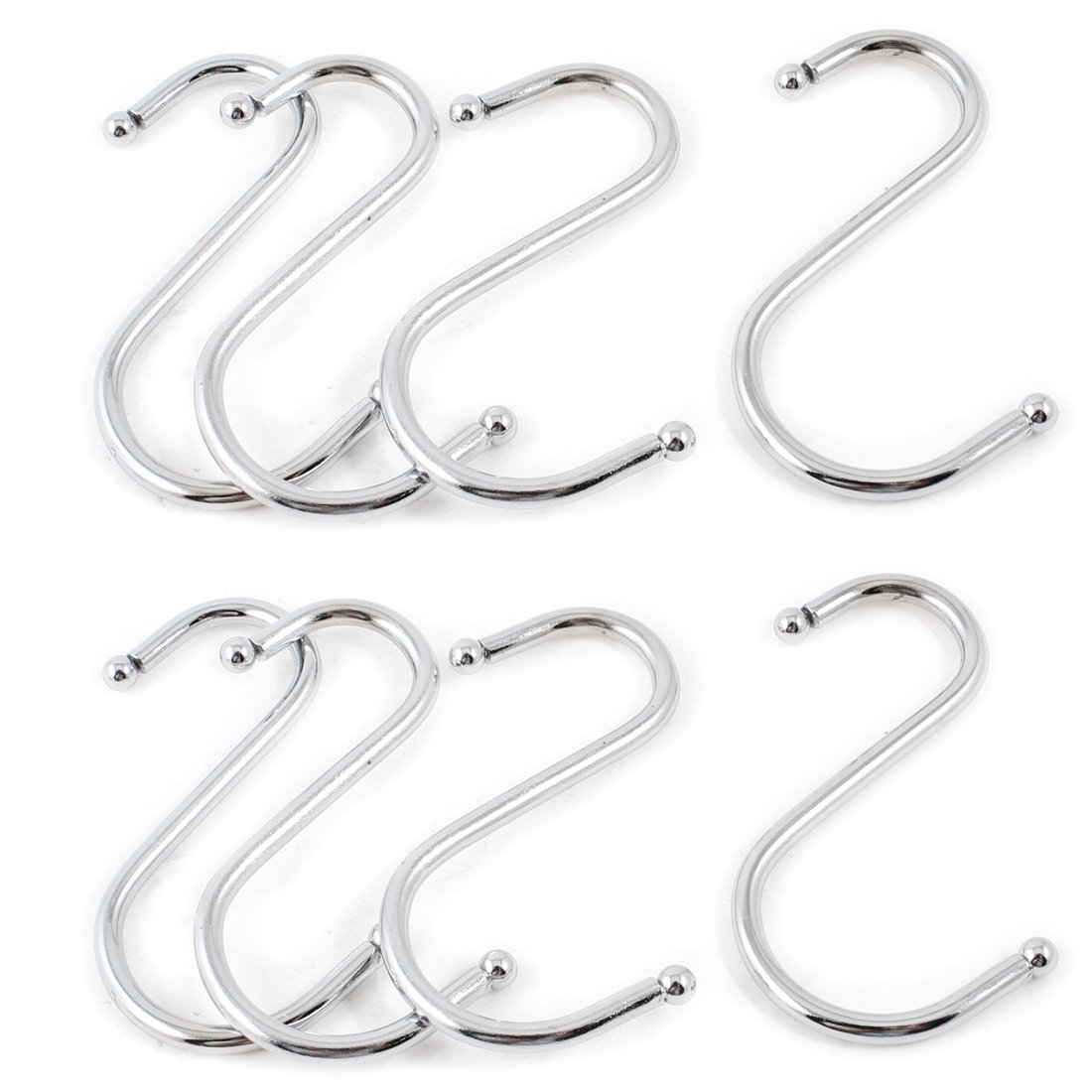 sourcing map S Shaped Metal Hanging Hooks Apparel Hangers 8 Pcs Silver Tone