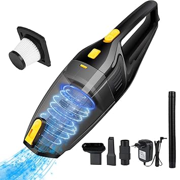 Uvistare Handstaubsauger, Akku Staubsauger Kabellos (Nass & Trocken, 120W Zyklon-Staubsauger, 7.4V / 2200 mAh Lithum-ion Akku