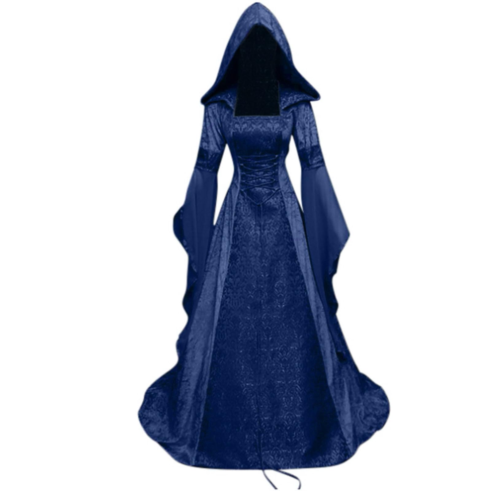 Photo 1 of Kahbin Women Hooded Gothic Dress Medieval Corset Renaissance Dress Victorian Dress Halloween Costume (Dark Blue, 3X-Large)