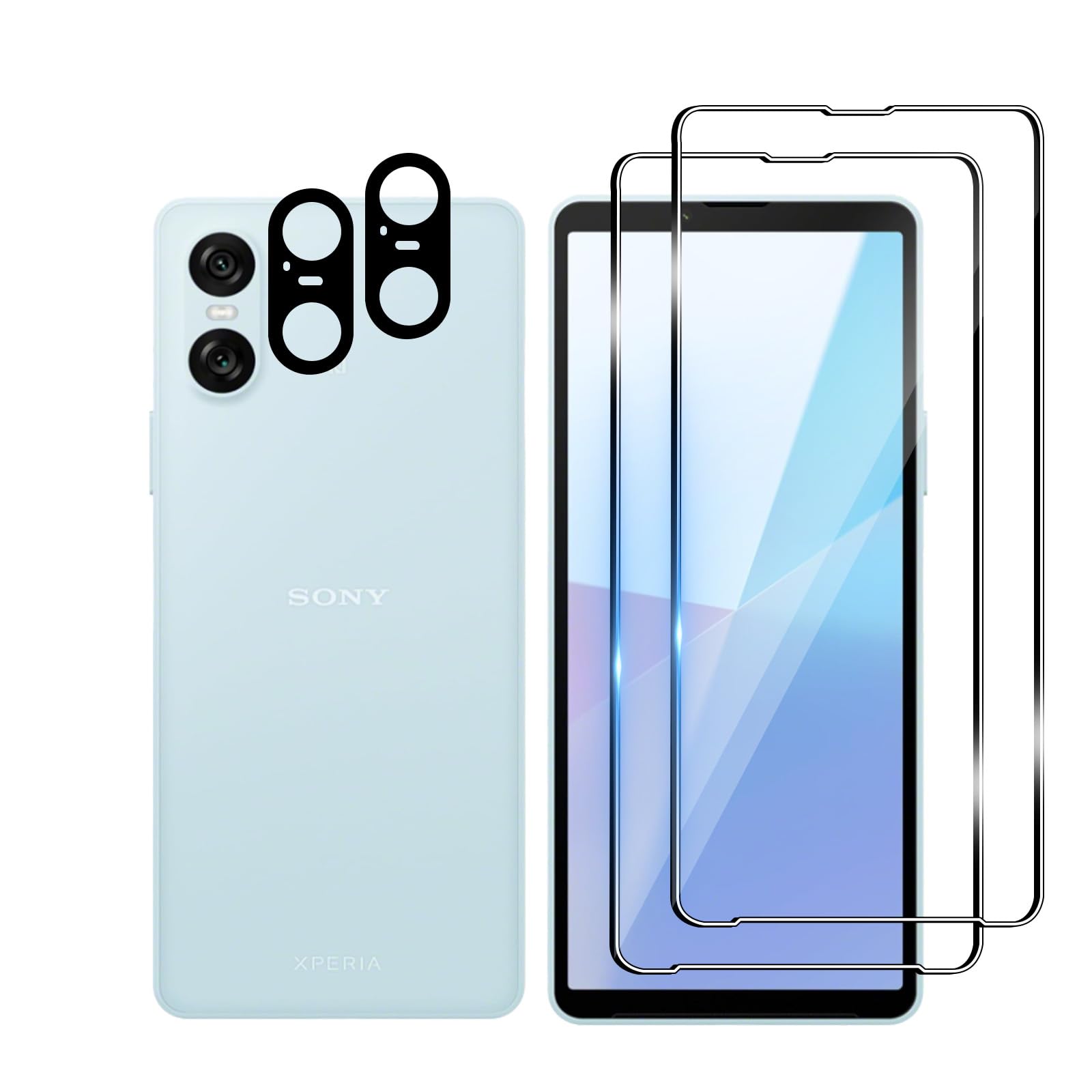 Bihizei Screen Protector for Sony Xperia 10 VI for Tempered Glass, Pack of 2 Screen Protectors & 2 Camera Protectors, 9H Tempered Glass Screen Protector, Ultra HD Tempered Glass, Anti-Scratch,