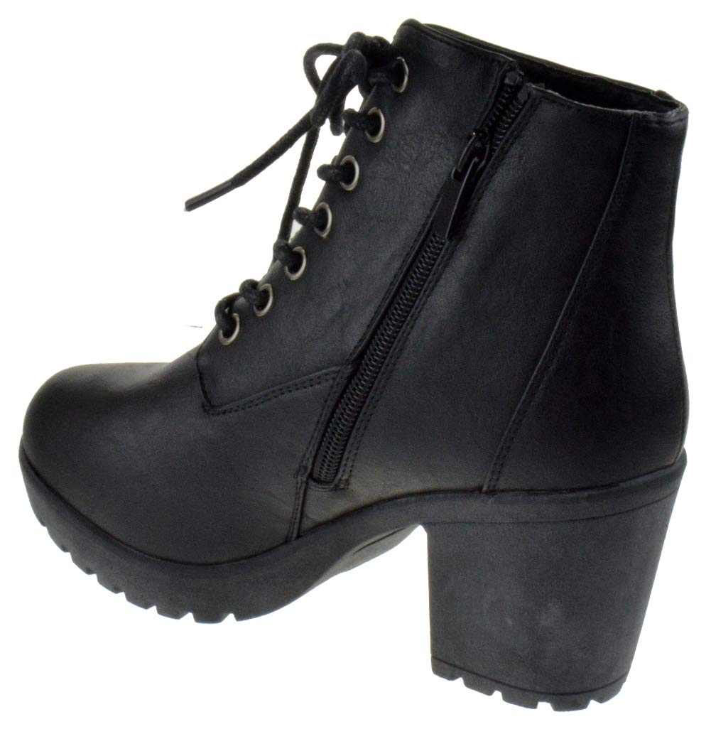 Forever Plus Womens Chunky Heel Platform Side Zipper Booties - Image 4