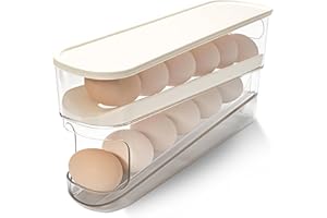 Virmate Rolling Egg Holder for Fridge, Egg Dispenser for Refrigerator, Automatic Rolling Storage Container for Countertop, Kitchen & Outdoor Use (3.35"x3.74"x11.02") 1 Pack