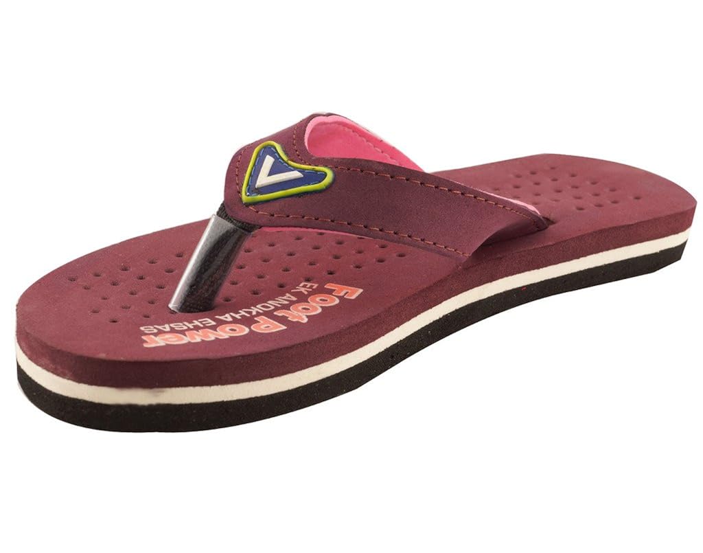 healthfit women's rubber accupressure and foot massage flip flops (red)