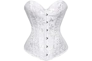 HNGHOU Women's Bustier Corset Top Plus Size Satin Waist Cincher Overbust Bustiers