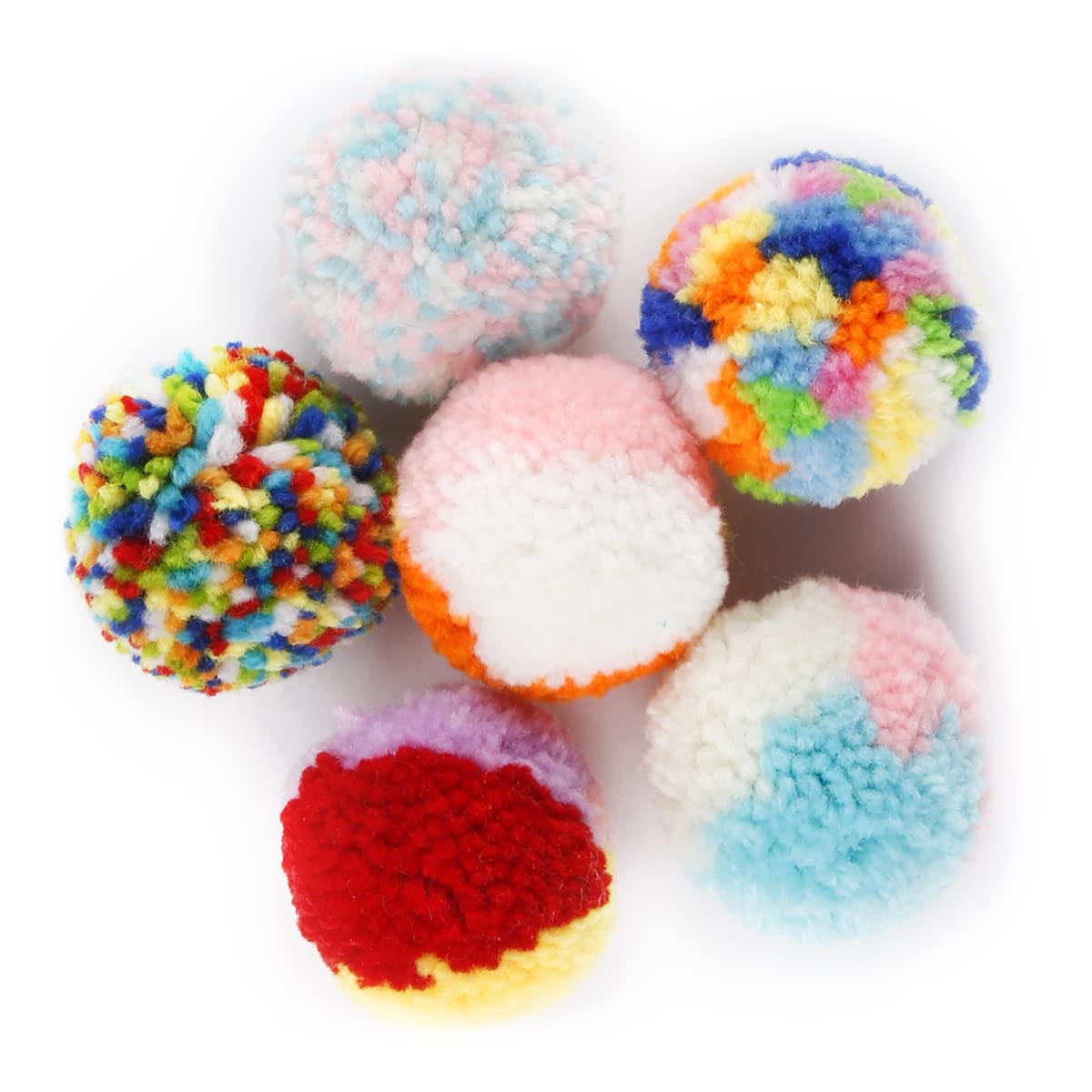 Interactive Cat Toy Set - 6 Soft & Colorful 5CM Pompon Balls for Kittens & Indoor Cats by GLADFRESIT
