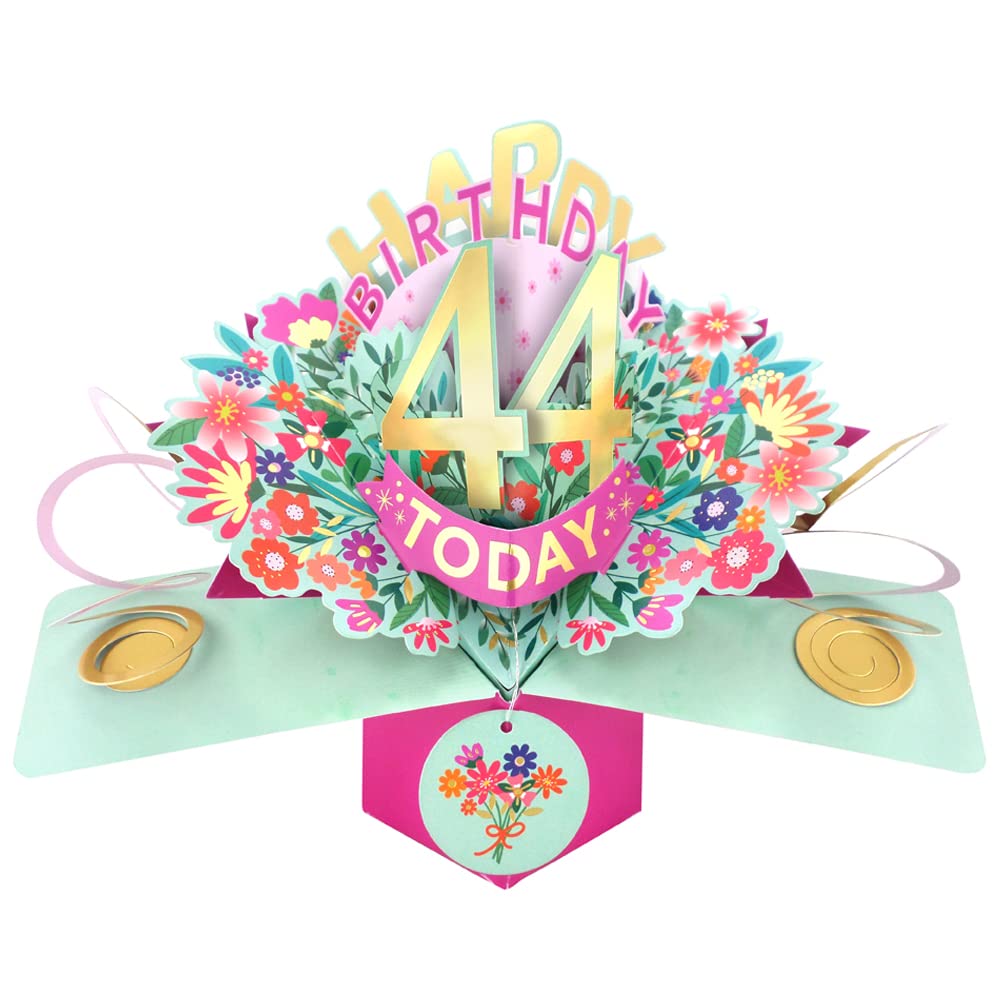 Happy 44th Birthday 44 Today Pop-Up Greeting Card Love Kate's Pop Up Cards Her POP215MC44