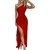 Memoriesea Women's Sexy One Shoulder High Split Cocktail Wedding Party Maxi Dress
