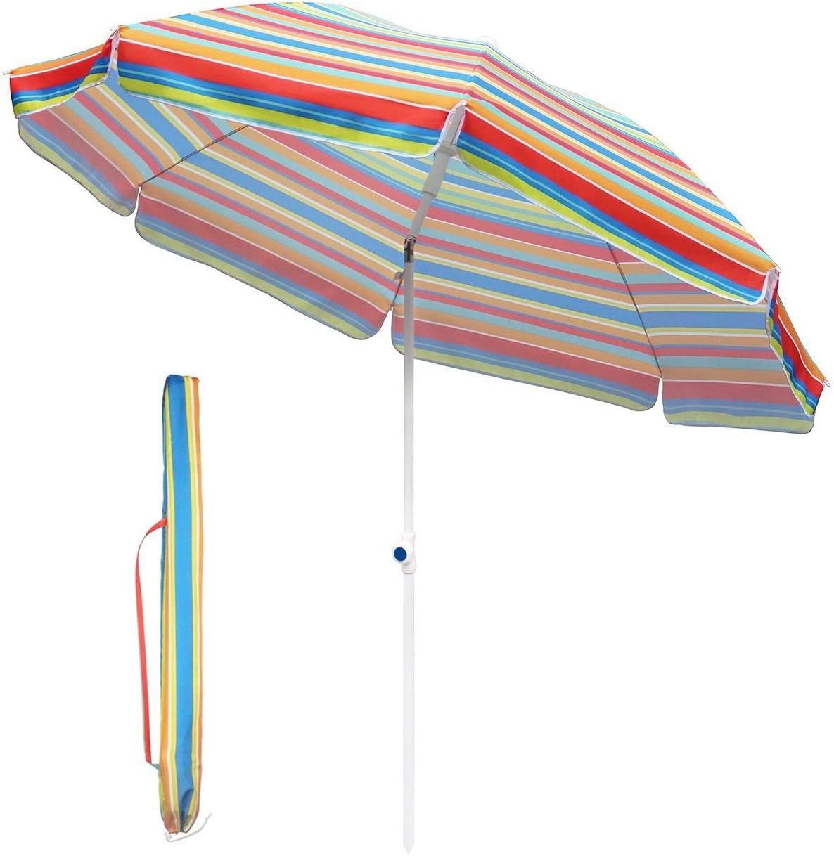 Amazon Com Okslo 7ft Beach Umbrella Outdoor Umbrella Patio Umbrella Market Umbrella With Tilt And Kitchen Dining