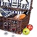4 Person Wicker Picnic Basket | Deluxe Woven Willow Vintage Picnic Baskets |Extra-Large 22 X 15 - Porcelain Plates, Real Glass Wine Glasses, Stainless Steel Silverware, Opener - Free Cold Storage Bag