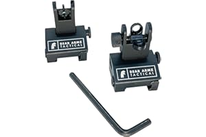 BEAR ARMZ TACTICAL Flip Up Iron Sights | Co-Witness | Spring Loaded | Low Profile | Rapid Transition Front & Rear Iron Sights | Back Up Sights | BUIS for Picatinny Rail and Weaver Rails