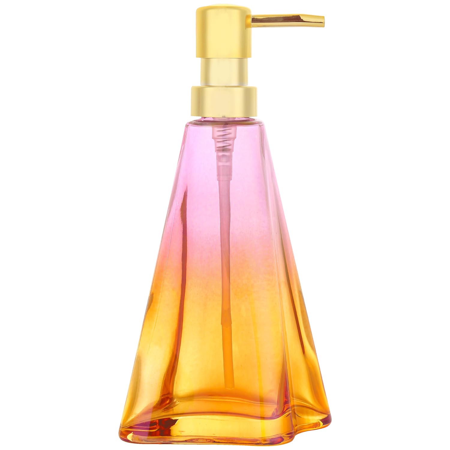 YunNasi Glass Soap Dispenser with Pump Refillable Liquid Hand Soap Dish Soap Dispensers for Bathroom Counter, Kitchen Sink (PurpleOrange)