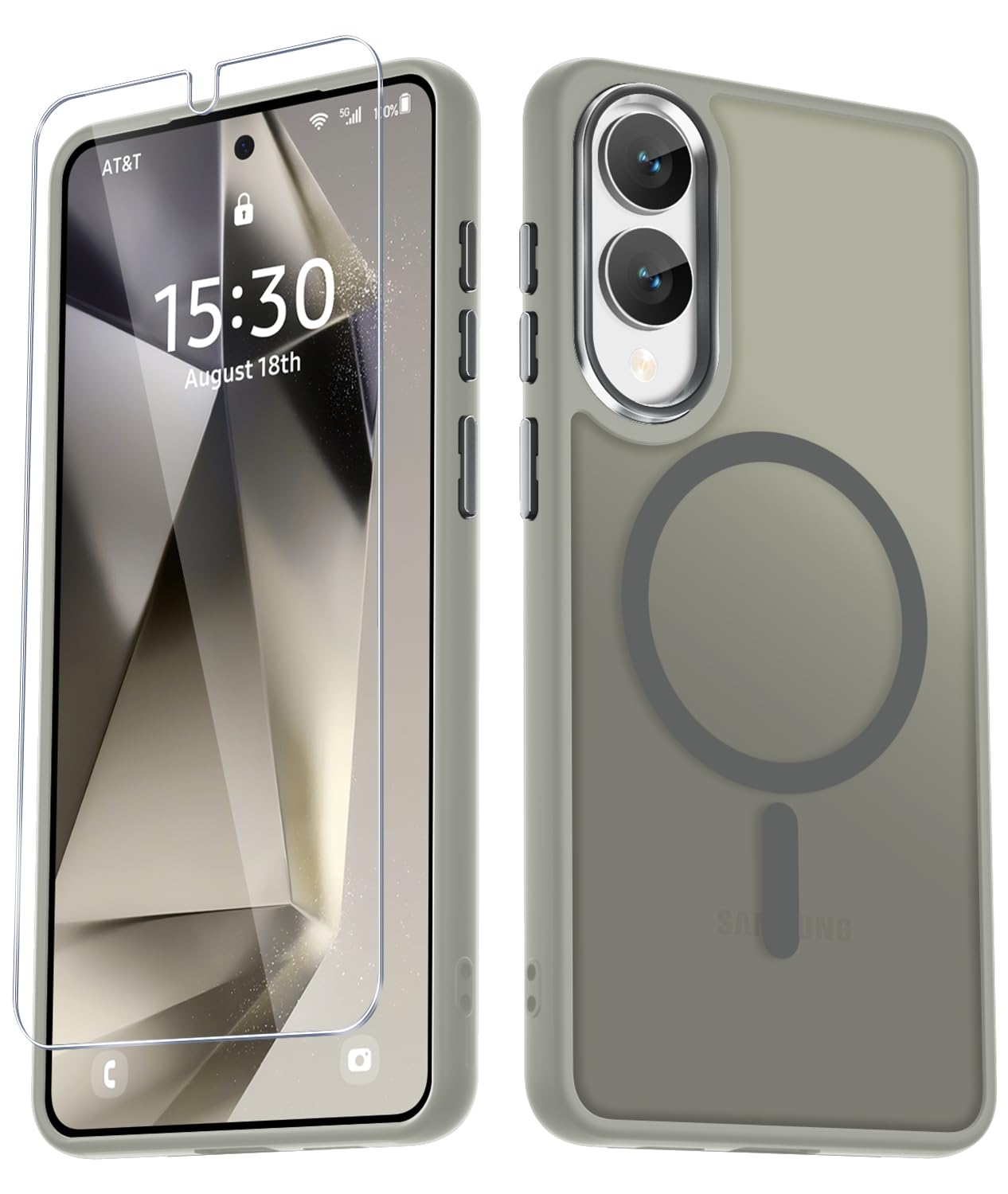 Photo 1 of for Samsung Galaxy S25 Edge Case, Matte Magnetic Phone Case with 1 Screen Protector, Support for Magsafe, Translucent Frosted Shockproof Protective Cover for Samsung Galaxy S25 Edge, Titanium Gray