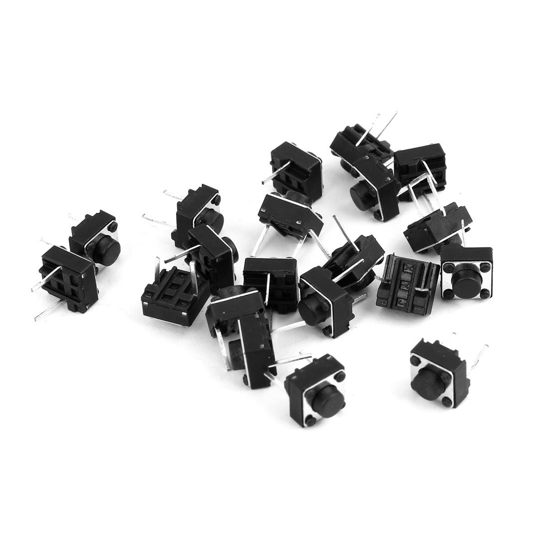 Sourcingmap 20Pcs 2 Pin Momentary Panel PCB Mount Push Button SPST Tact Switch 6x6x5 mm