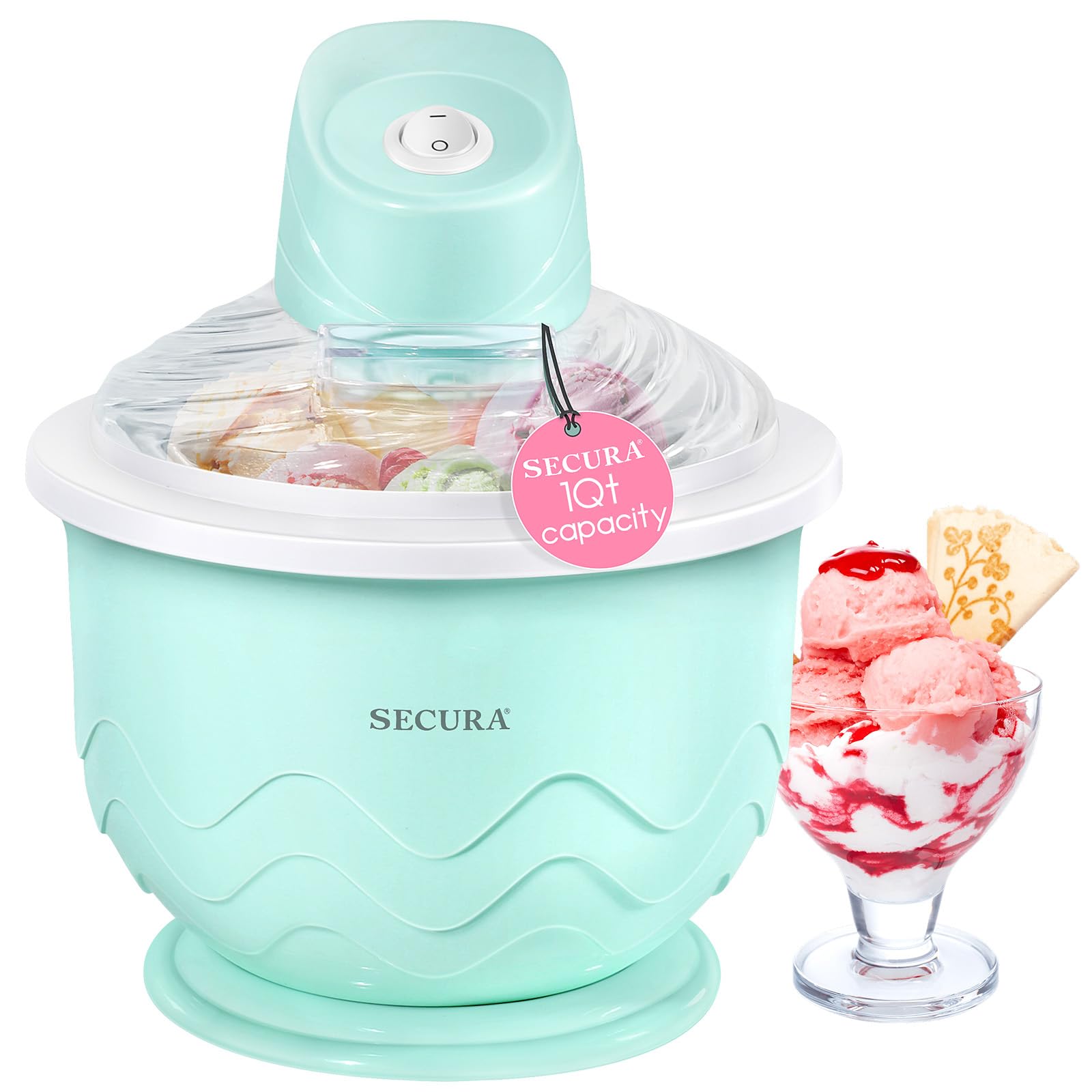 Photo 1 of Secura Ice Cream Maker, DIY Visualization Ice Cream Machine for Gelato, Sorbet, Frozen Yogurt, Perfect for Beginners, Food Grade Safe Material, 1QT