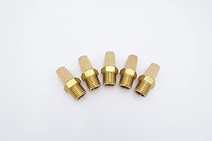 IVLPHA Pneumatic Air Muffler, Sintered Bronze Brass Muffler Filter 1/4" Male NPT Pneumatic Noise Reduce Air Solenoid Valve Silencer Fitting (Pack of 5)