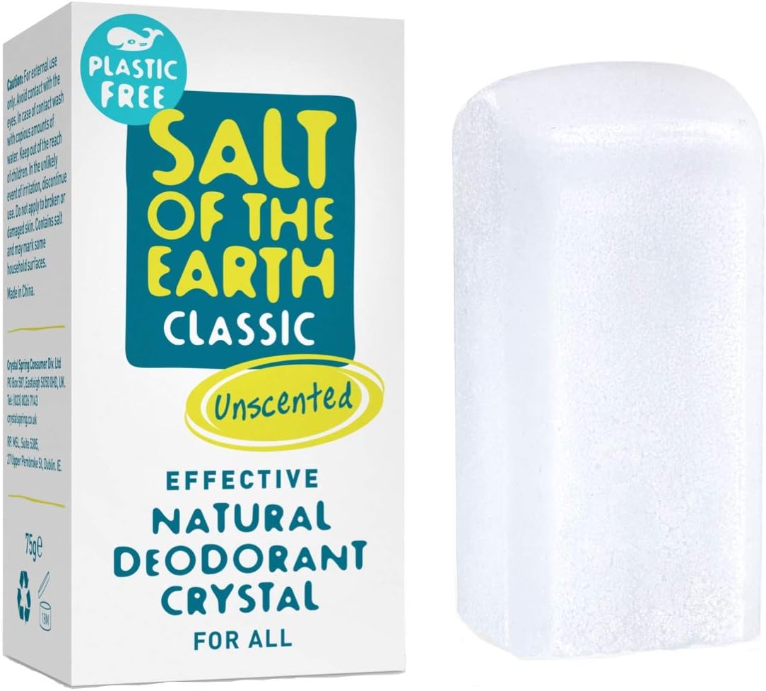Salt of the Earth, Natural Crystal Deodorant- Plastic Free, Fragrance Free, Vegan, 100% Natural Origin Ingredients