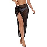 Lecieldusoir Women's Long Sarong Cover Ups Semi-Sheer Bikini Wraps Lightweight Beach Wrap Skirts with Adjustable Drawstring
