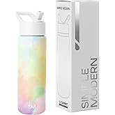 Simple Modern Water Bottle with Straw Lid | Vacuum Insulated Stainless Steel Metal | Reusable Leak Proof BPA-Free Cup for School | Summit Collection | 22oz, Cotton Candy Tie Dye