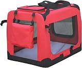 HugglePets Foldable Fabric Pet Crate Carrier Red Medium 60x42cm view 4