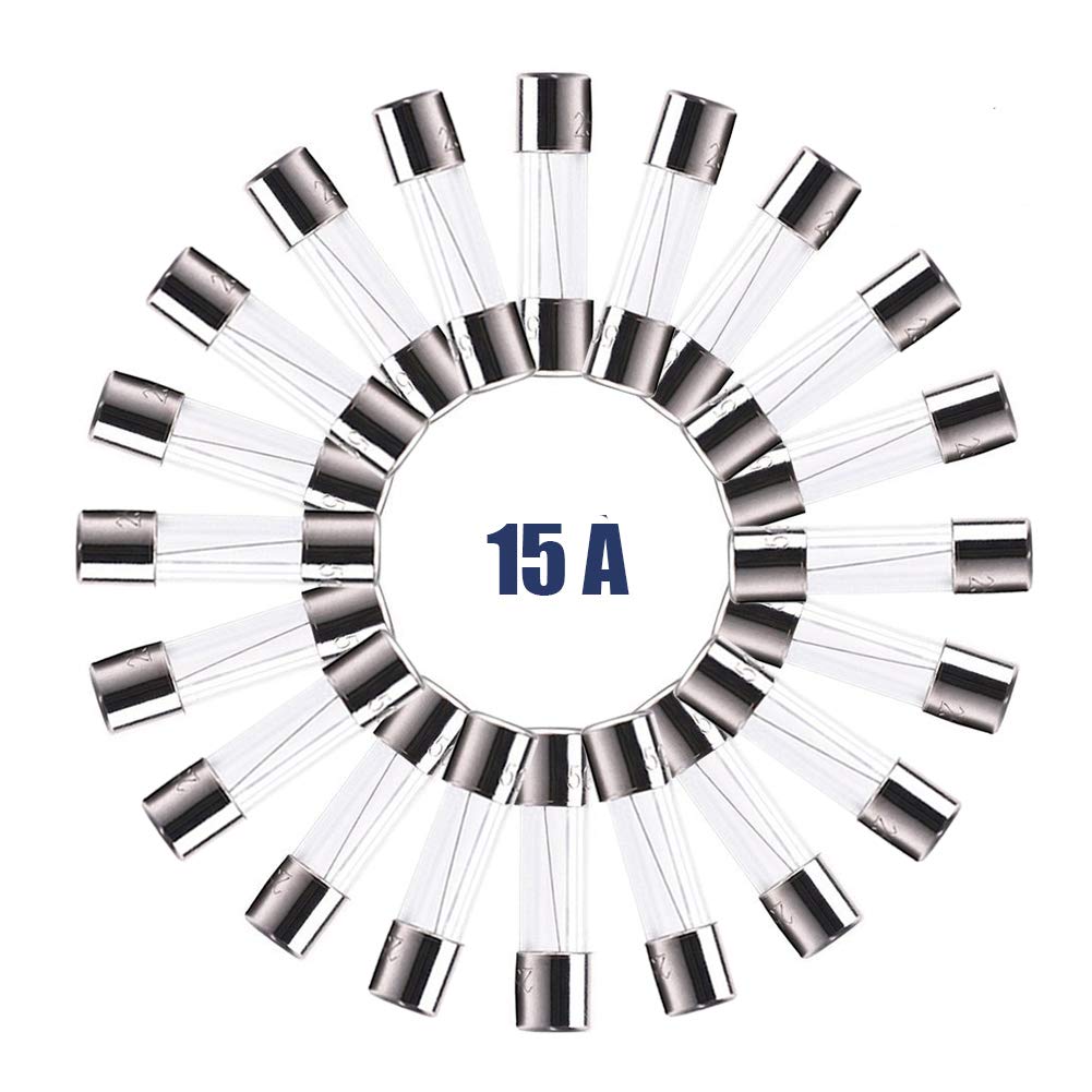 20 Pack F15AL Fast-Blow Fuse 15A 125V/250V Glass Fuses 5 x 20 mm (15amp) (F15A) by FENGWANGLI