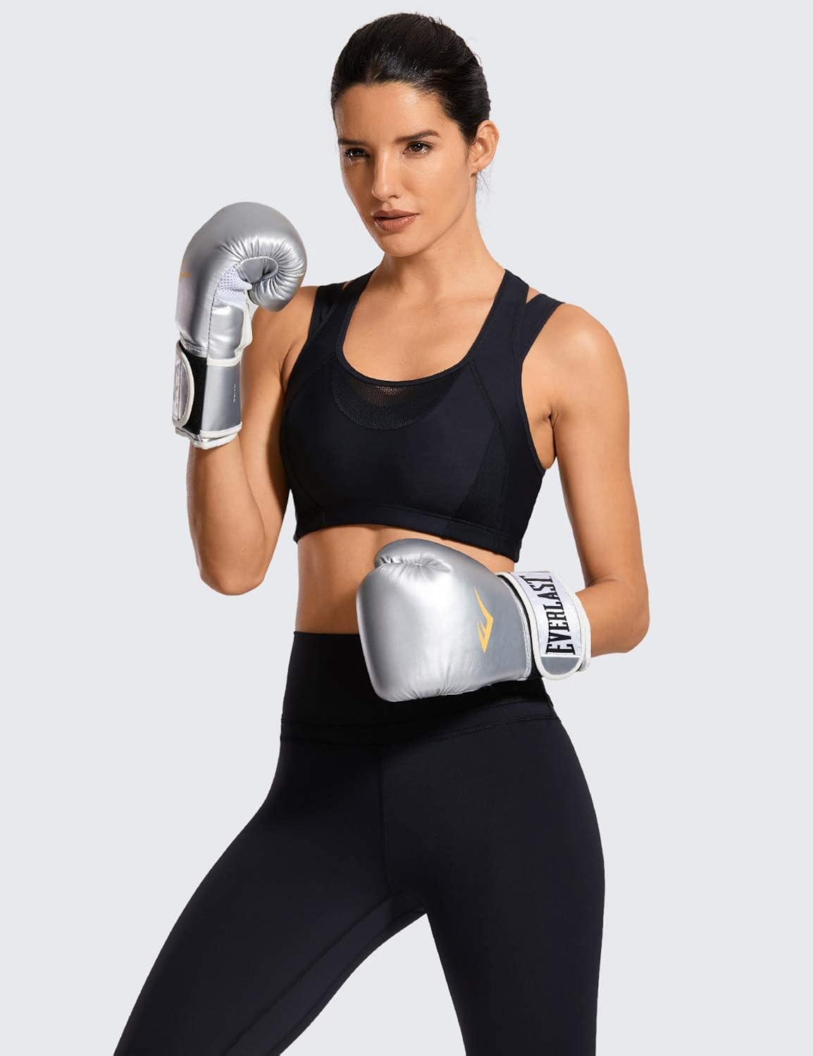 SYROKAN Women's Workout Sports Bra High Impact Support Bounce Control Wirefree Mesh Racerback Top at  Women’s Clothing store