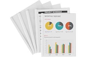 Sliding Bar Report Covers, Clear, White Color Binding Bar