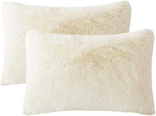Amazon Com Liferevo 2 Pack Shaggy Plush Faux Fur Pillow Shams