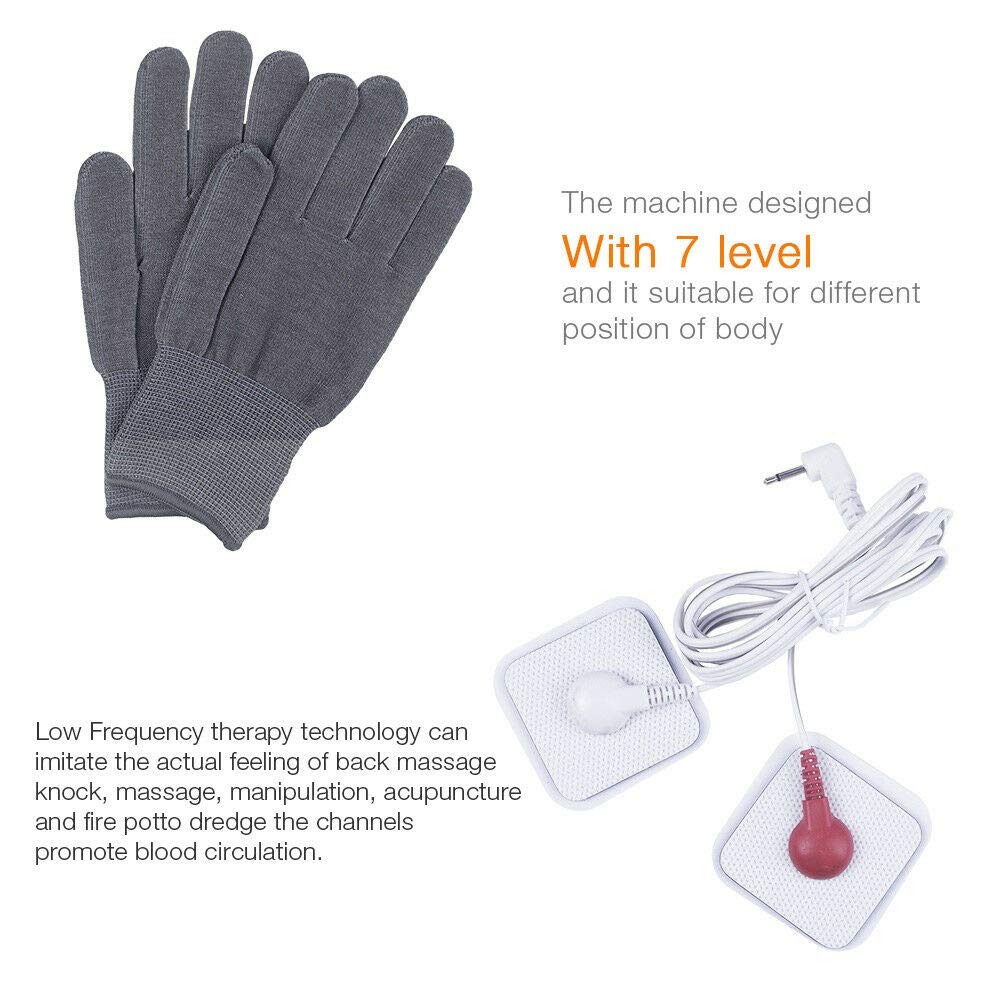 ixaer Anti-aging Facial Care Device Face Lifting Tighten Wrinkle Removal Massager with 1 Pair Magic Gloves and 2 Pair of EMS Pads 7 in 1