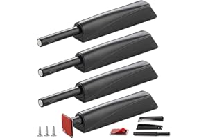 Push to Open Door Latch Cabinet Hardware CBRIVE® 4 Pack Magnetic Push Latches & Lock for Hidden Door Heavy Duty Magnet Push Release Drawer Pull Tip on Closet Close Touch Locking Strong Pop Out, Black