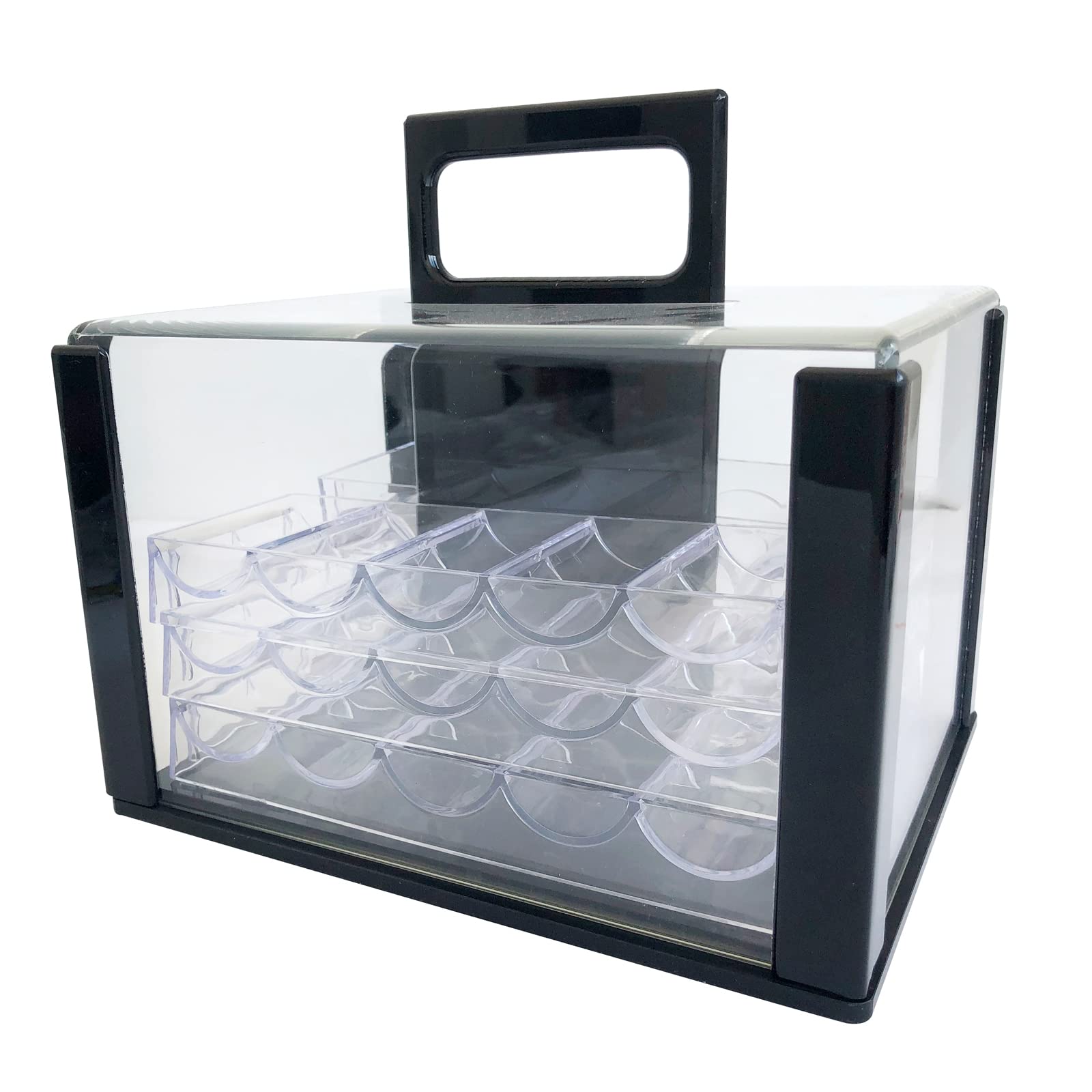 Photo 1 of Yuanhe Deluxe Acrylic Poker Chip Case Poker Chip Carrier(600 Chips Capacity)-With 6 Chip Racks/Chip Trays