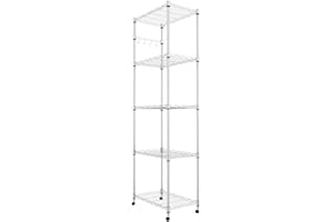 Homdox 5 Tier Steel Wire Shelving Unit on Wheels,Chrome Shelves for Garage Kitchen Living Room,Heavy Duty Shelving Rack, 23.2 x 13.8 x 72 inch (L x W x H)