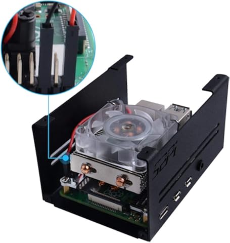 GeeekPi Raspberry Pi 4 Caja de metal con ventilador, Raspberry Pi 4B Caja con Raspberry Pi Refrigerador de CPU de bajo perfil, Raspberry Pi Horizontal ICE Tower Cooler