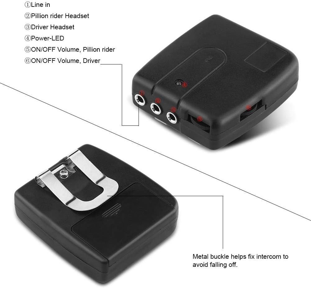 Keenso Motorcycle Helmet Intercom, 2Pcs Motorbike Bluetooth Intercom for Rider & Pillion Communication, V6 1200m, 6 Riders - Image 5