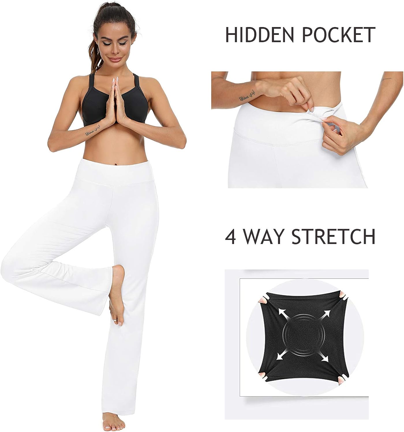 VIISHOW Women's Boot-Cut Yoga Pants Tummy Control Workout Non See-Through Bootleg Yoga Pants: Clothing