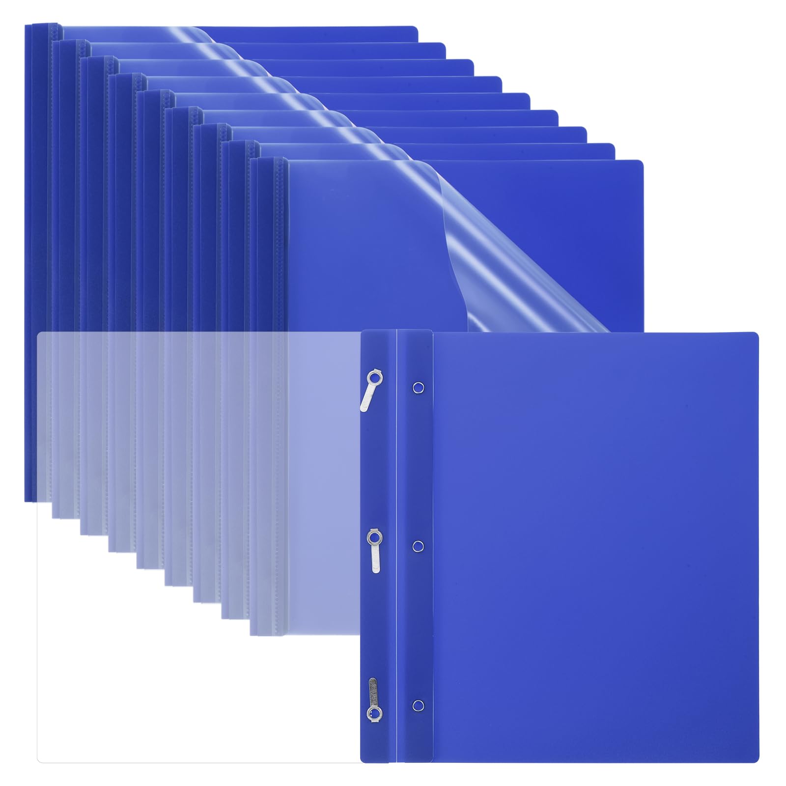 PATIKIL Plastic Report Covers with Prong, 10 Pcs 80 Sheet Capacity Clear Front Presentation Binders with 3 Metal Prong Fasteners Report Folder for Resume Documents Files Letter, Dark Blue