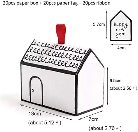SJYM Cajas de Regalo de Papel 20 Juegos Paquete de Regalo en Forma de casa Blanca